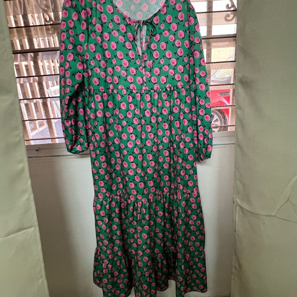 Floral Green and Pink Women's Dress